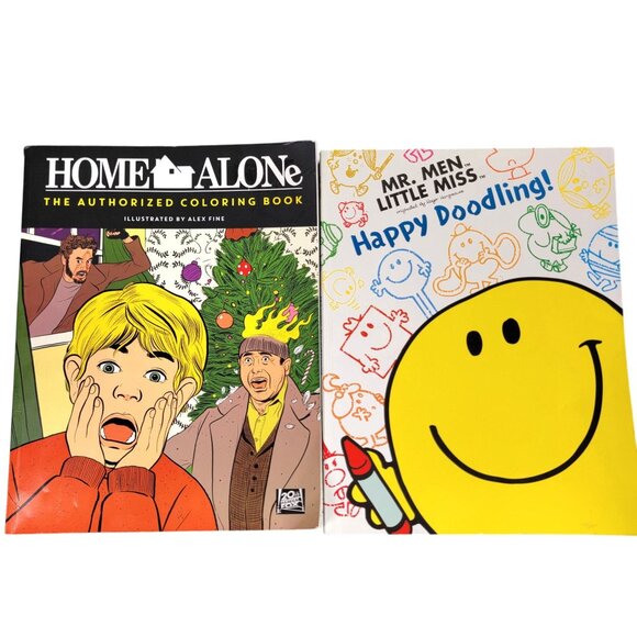 Adult Coloring Book Lot Home Alone Mr Men Little Miss Activity Color Retro Fun - Picture 1 of 12